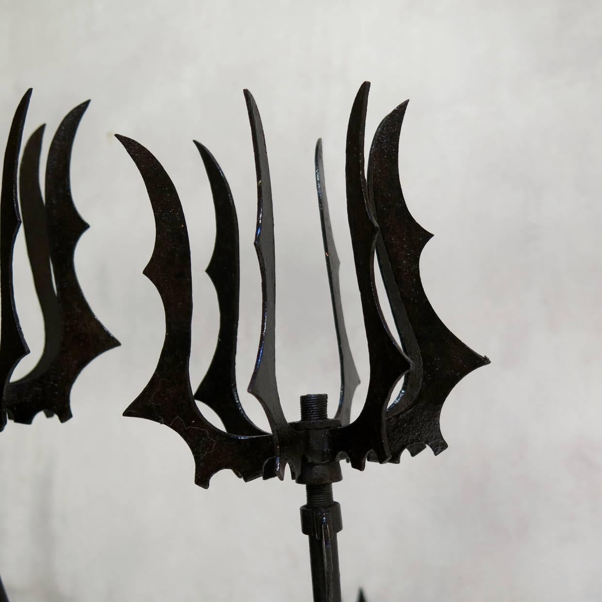 French Set of Four Neo-Gothic Iron Sconces, France, 1940s For Sale