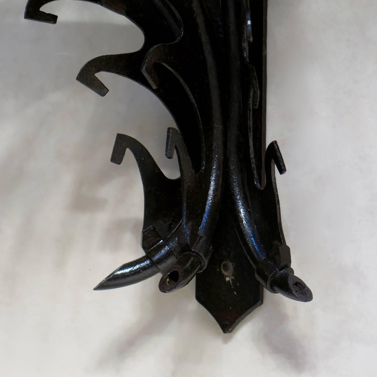 Set of Four Neo-Gothic Iron Sconces, France, 1940s For Sale 3