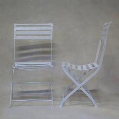 Pair of Folding Iron Garden Chairs, France, circa 1920s