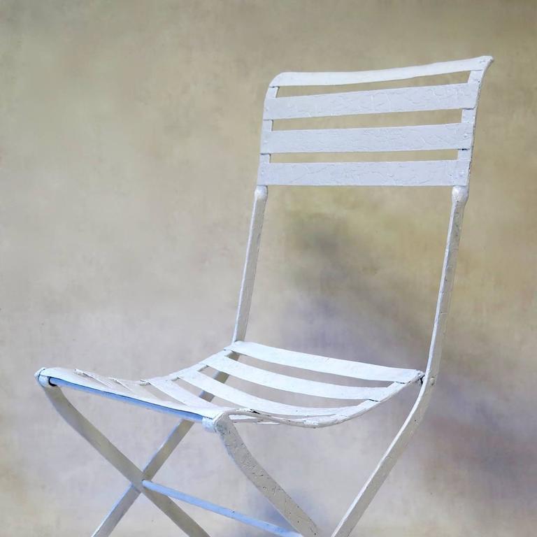 Pair Of Folding Iron Garden Chairs France Circa 1920s For Sale