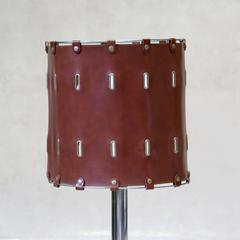Mid-Century Chrome and Leatherette Table Lamp
