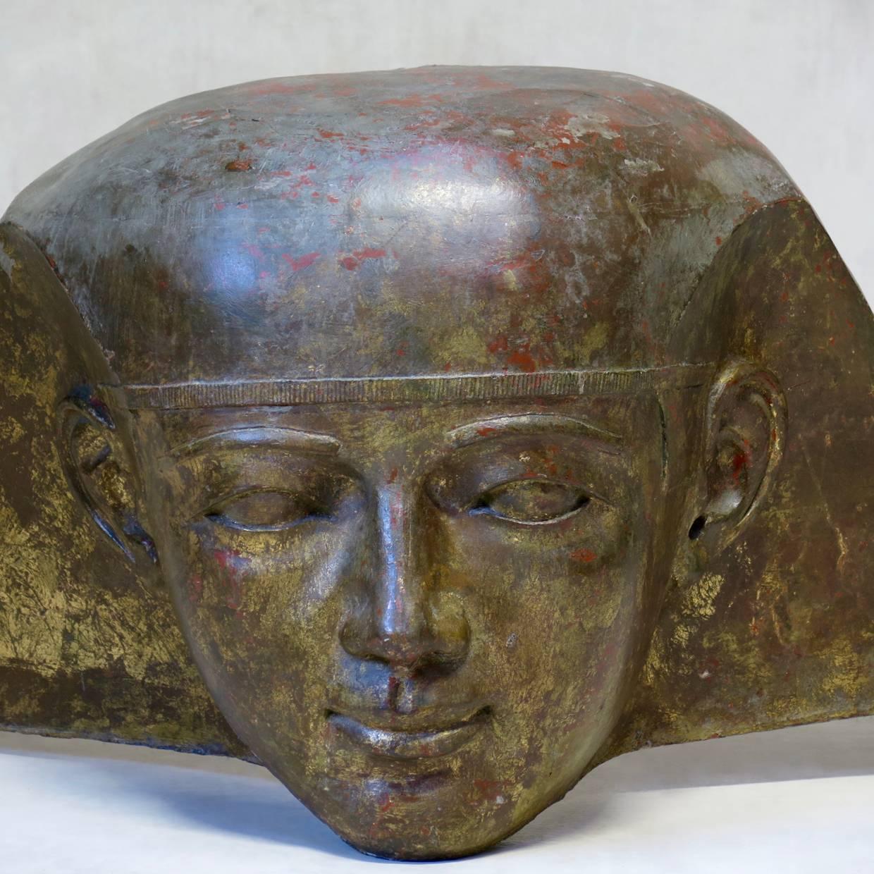 20th Century Large Pair of Fiberglass Egyptian Pharaoh Heads, France, circa 1950s