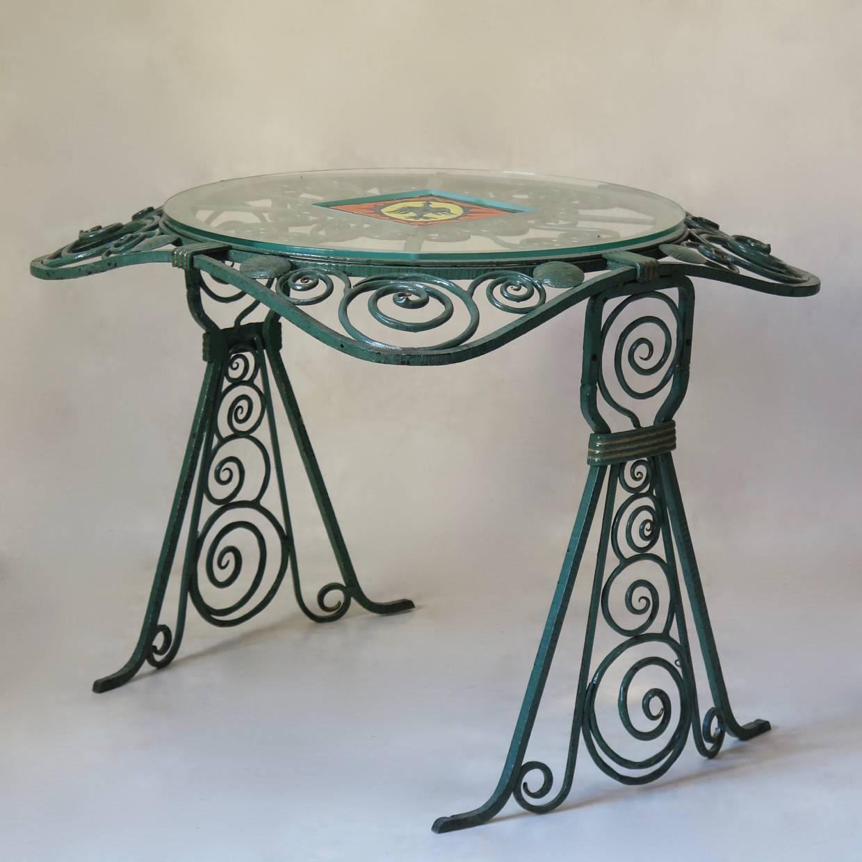 French One-of-a-Kind Iron Set, Two Tables and Two Columns, France, circa 1950s For Sale
