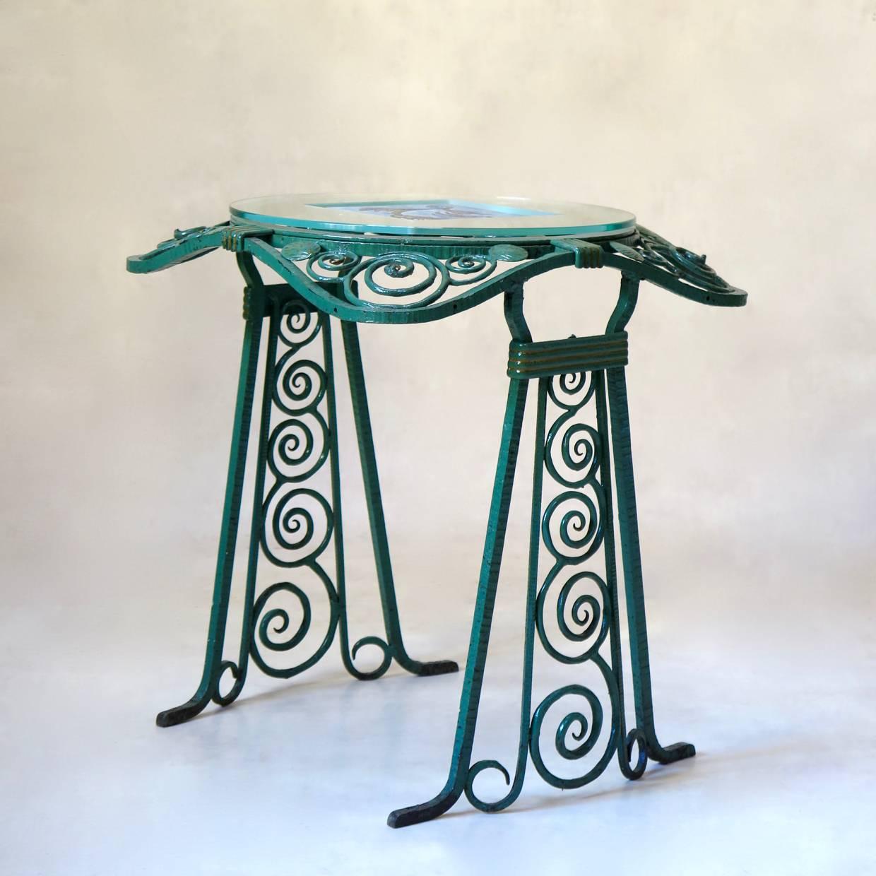 20th Century One-of-a-Kind Iron Set, Two Tables and Two Columns, France, circa 1950s For Sale