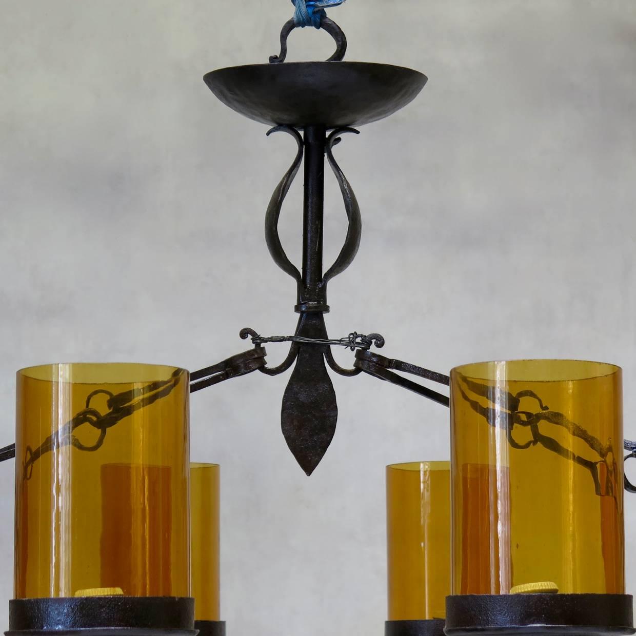 Extra-Large Wrought Iron Chandelier, Spain, circa 1950s In Good Condition For Sale In Isle Sur La Sorgue, Vaucluse
