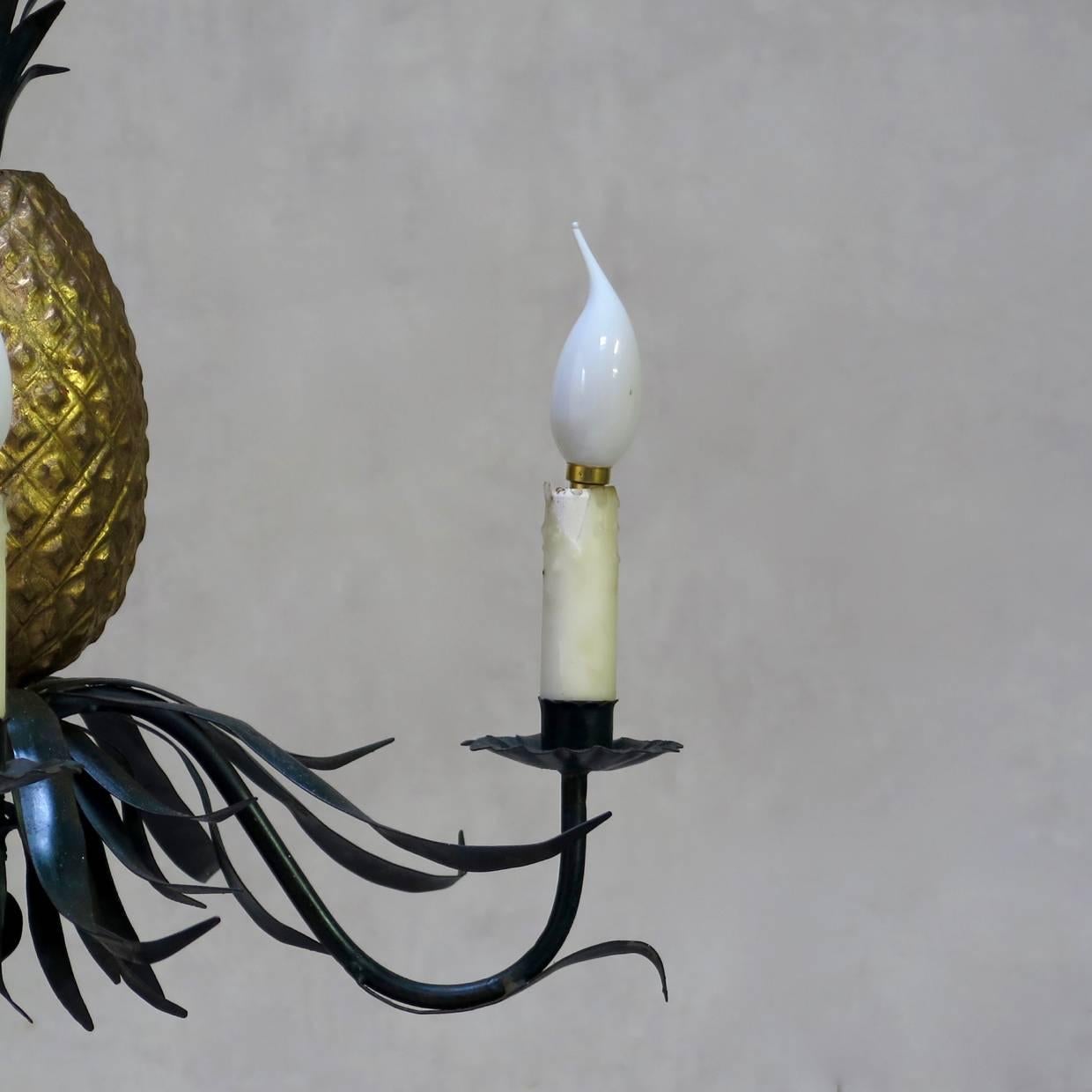 Painted Pineapple Chandelier, France, circa 1950s In Good Condition For Sale In Isle Sur La Sorgue, Vaucluse