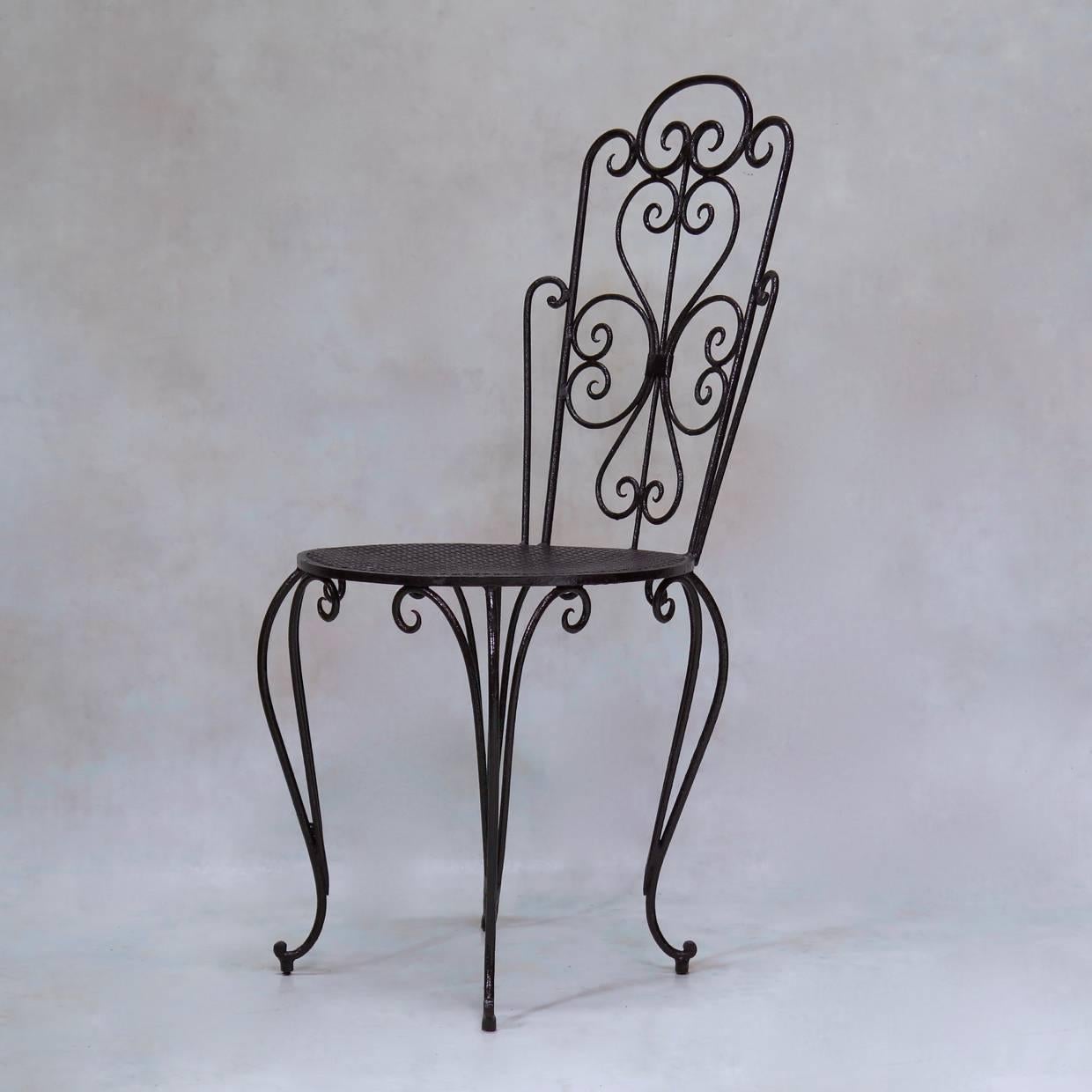 French Pair of Art Deco Iron Chairs, France, circa 1950s