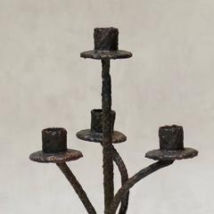 Pair of Helicoidal Iron Candelabras, France, circa 1950s