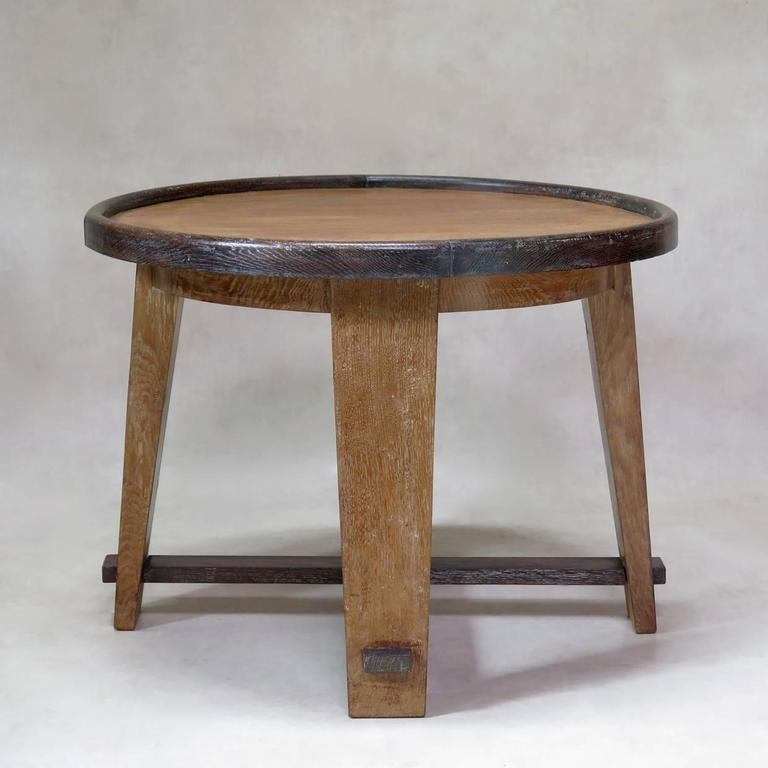 Cerused Round Coffee Table, France, circa 1950s at 1stdibs