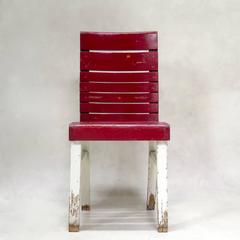 Rot und weiß lackierter "Fischel"-Stuhl, Frankreich, ca. 1920-1930er Jahre