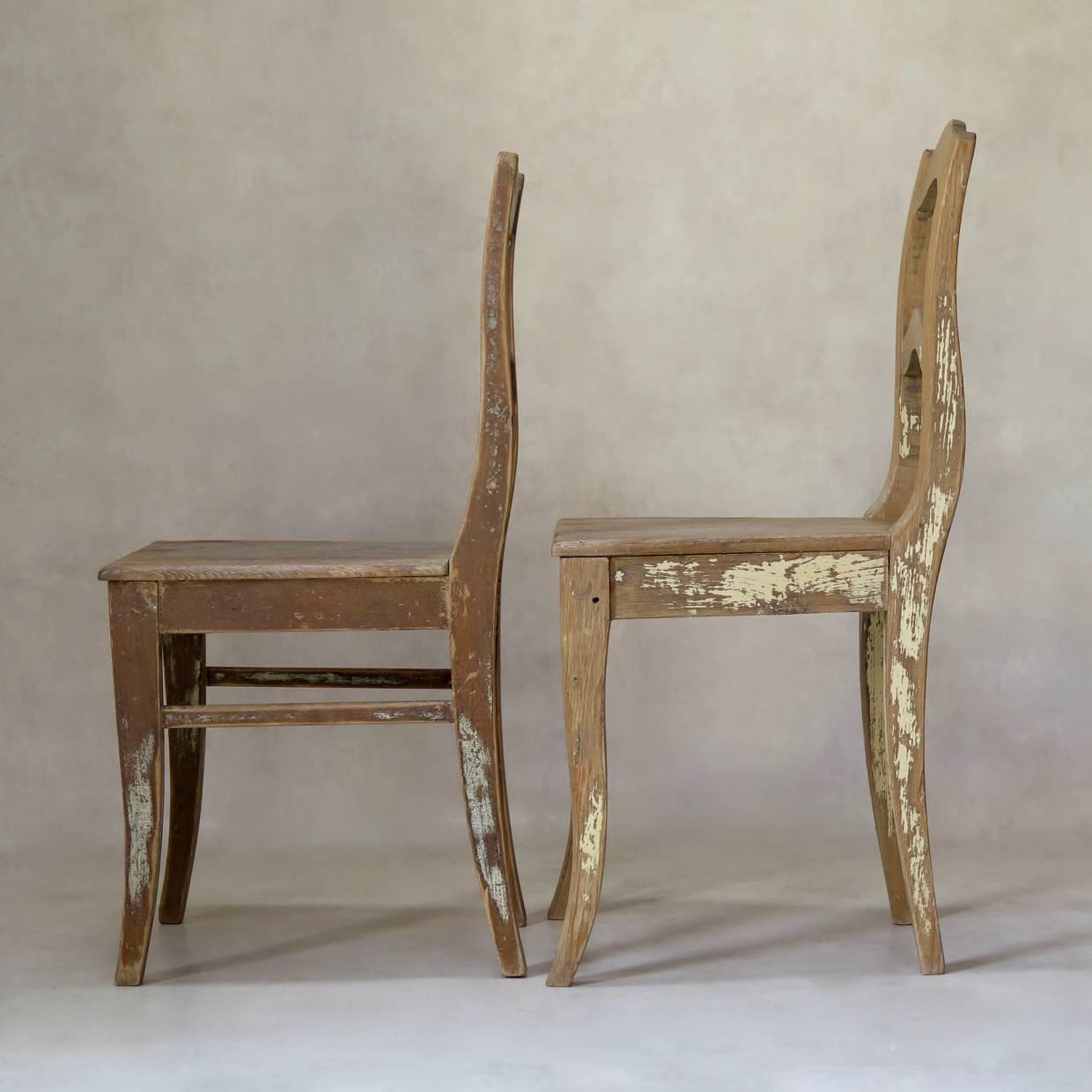Rustique Fausse paire de chaises rustiques en pin, France, 19ème siècle en vente