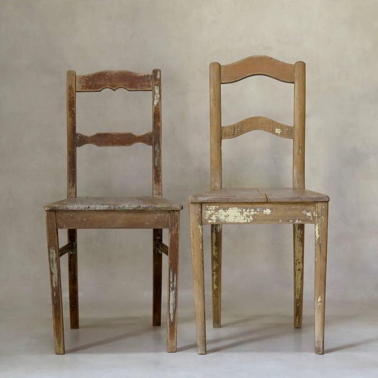 FauxPair of Rustic Pine Chairs, France, 19th Century For Sale at 1stDibs