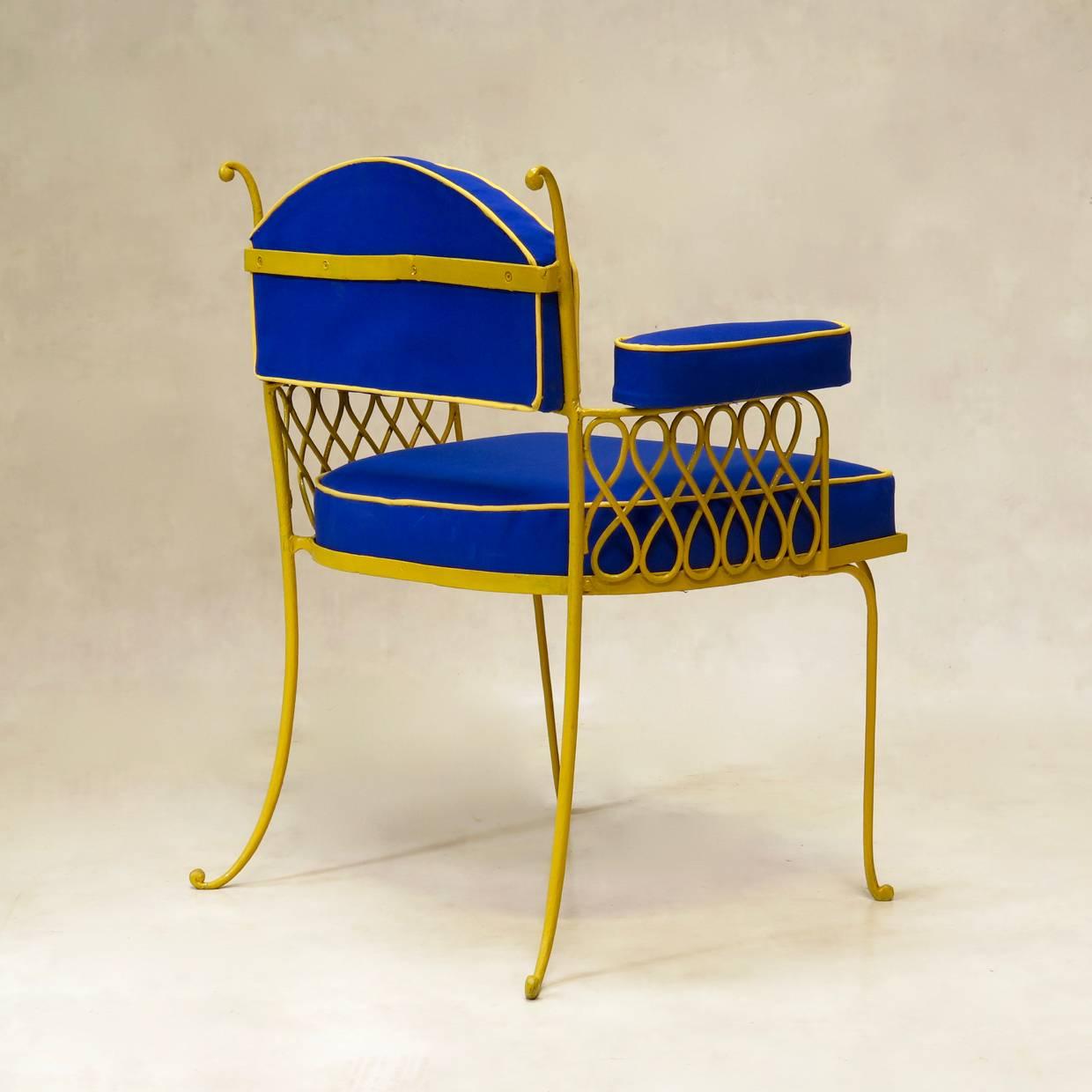 20th Century Pair of Wrought Iron Art Deco Chairs by René Prou, France, 1940s