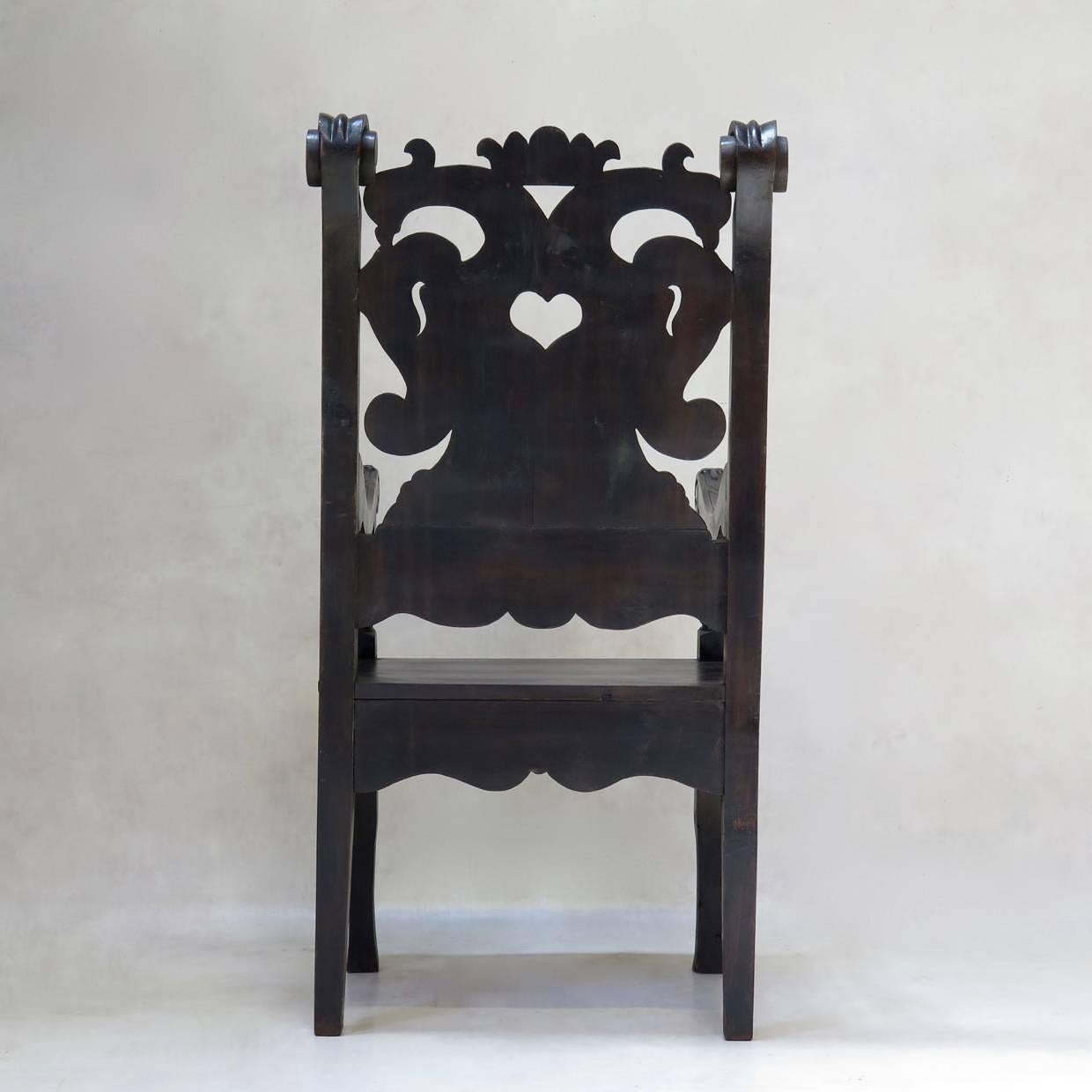20th Century Baroque Style Carved Wood Armchairs, France, circa 1900s For Sale