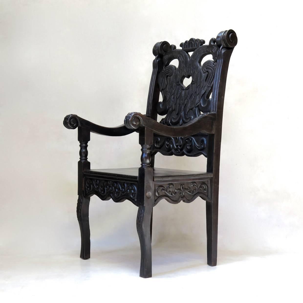French Baroque Style Carved Wood Armchairs, France, circa 1900s For Sale