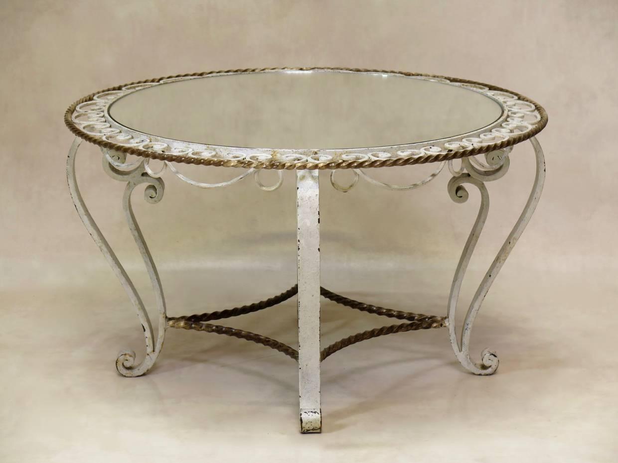 French Round Art Deco Coffee Table, France, 1940s For Sale