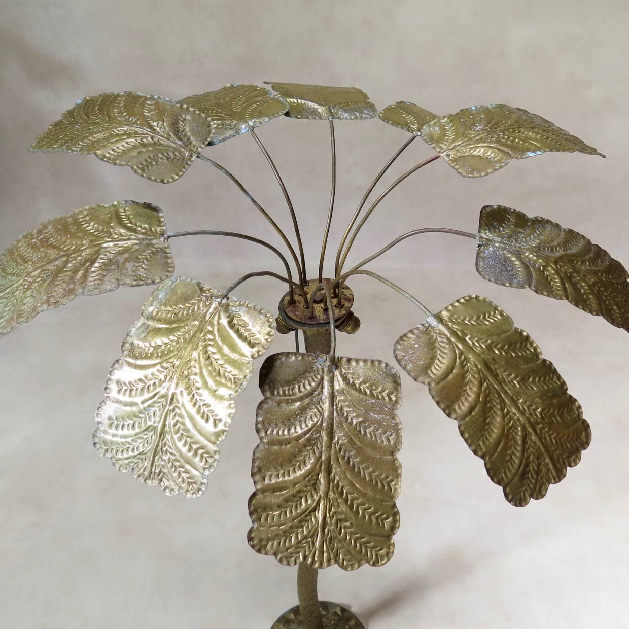 One-of-a-Kind Brass Palmtree Lamps, France, circa 1930s For Sale 1