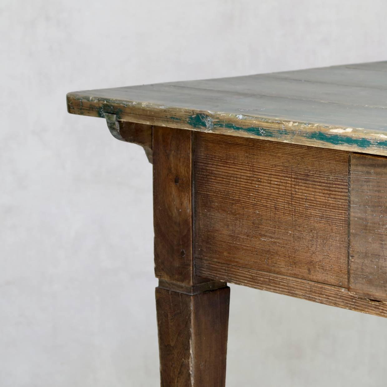 Country French 19th Century Rustic Pinewood Table For Sale