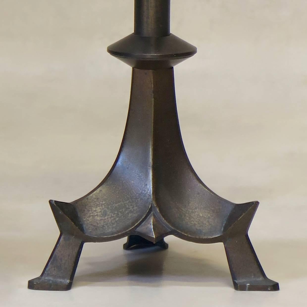20th Century Pair of Brass Candlesticks, France, circa 1920s For Sale