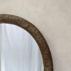 Large Oval Carved Oak Mirror, France, circa 1850