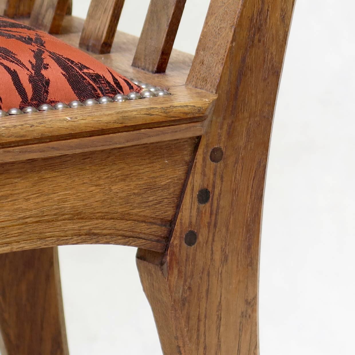 Six Arts & Crafts Style Oak Chairs by Léon Jallot, France, circa 1910 3