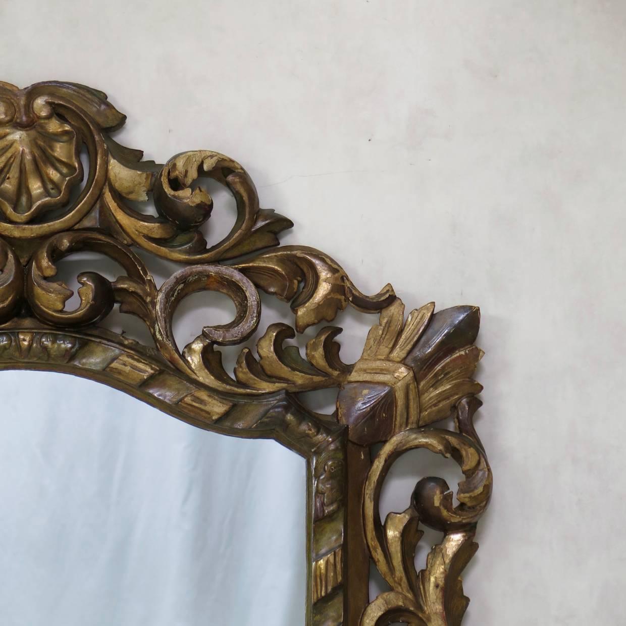 Wood Large Baroque Sculpted Mirror, France, 19th Century