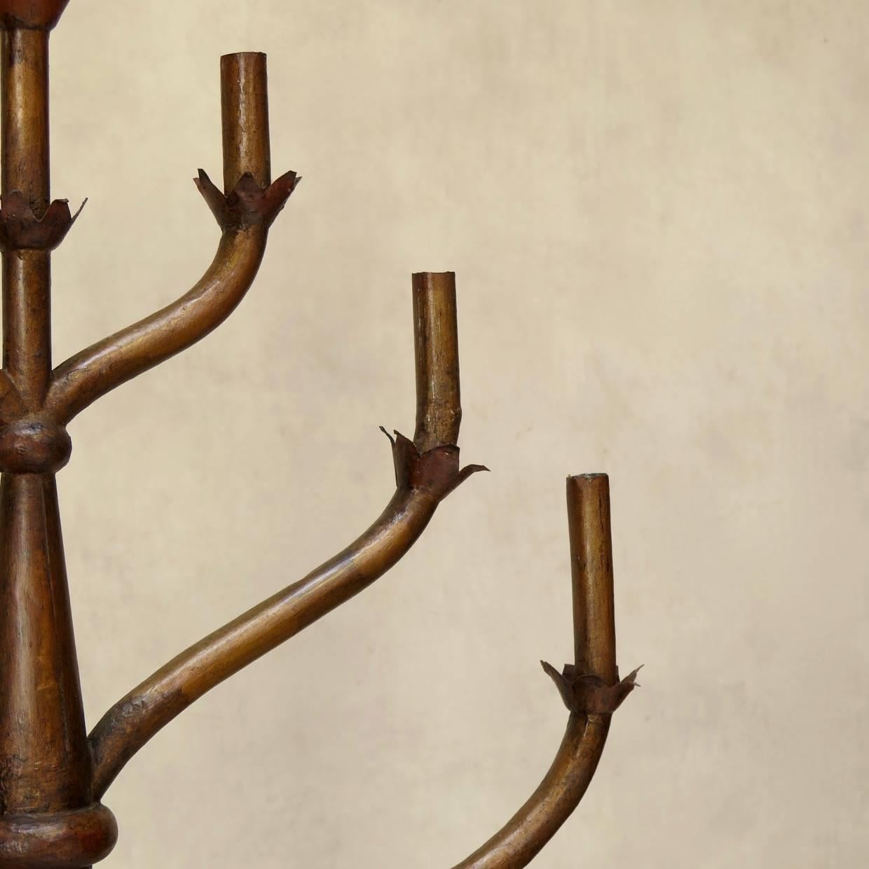 French Large Burnished Gold Painted Candelabra, France, 19th Century For Sale