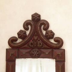 French Tramp Art Mirror, Late 19th Century