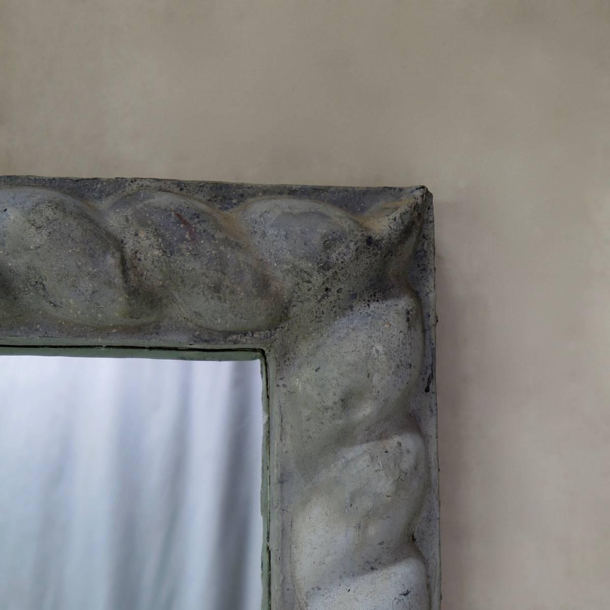Large square frames made using antique zinc elements dating from the mid-late 19th century (two available). New mirrors.