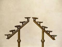 Pair of Tole Peinte Candleholders, France, circa 1920s