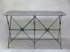 French Folding Zinc Top Iron Table, circa 1920s
