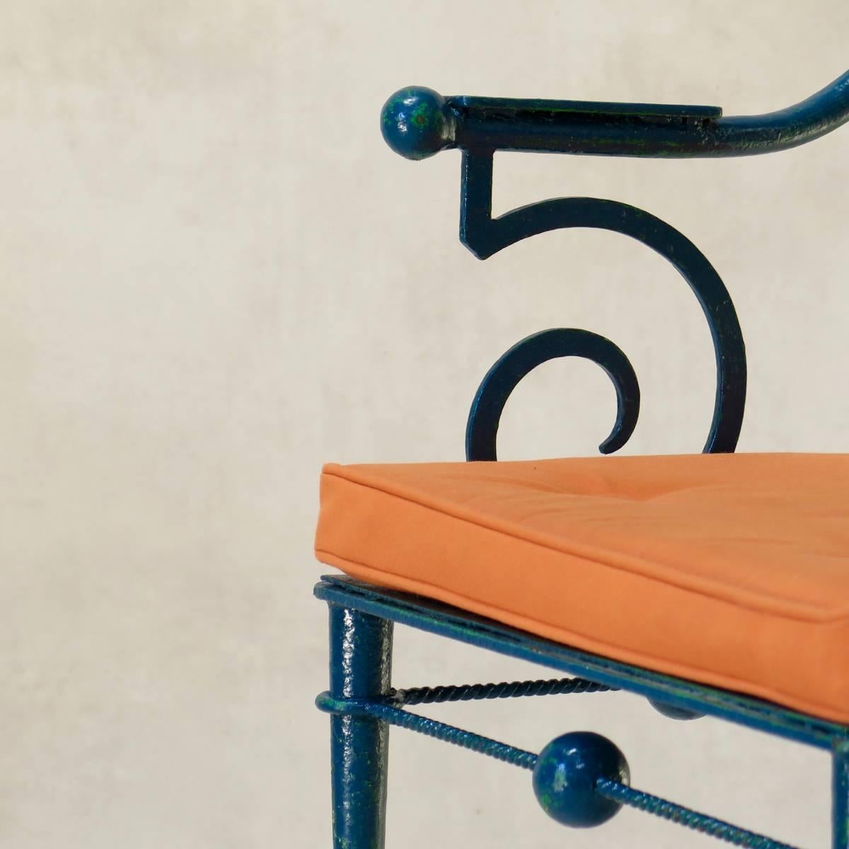 French Art Deco Wrought-Iron Chair in the Style of Poillerat, circa 1930s 1
