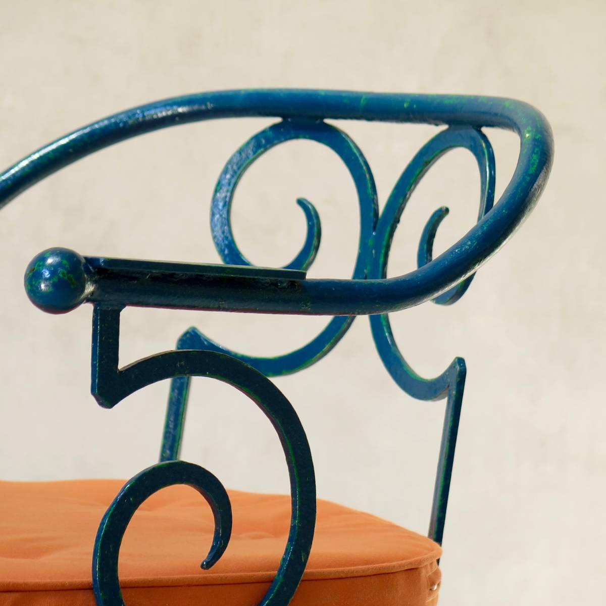 French Art Deco Wrought-Iron Chair in the Style of Poillerat, circa 1930s In Excellent Condition In Isle Sur La Sorgue, Vaucluse
