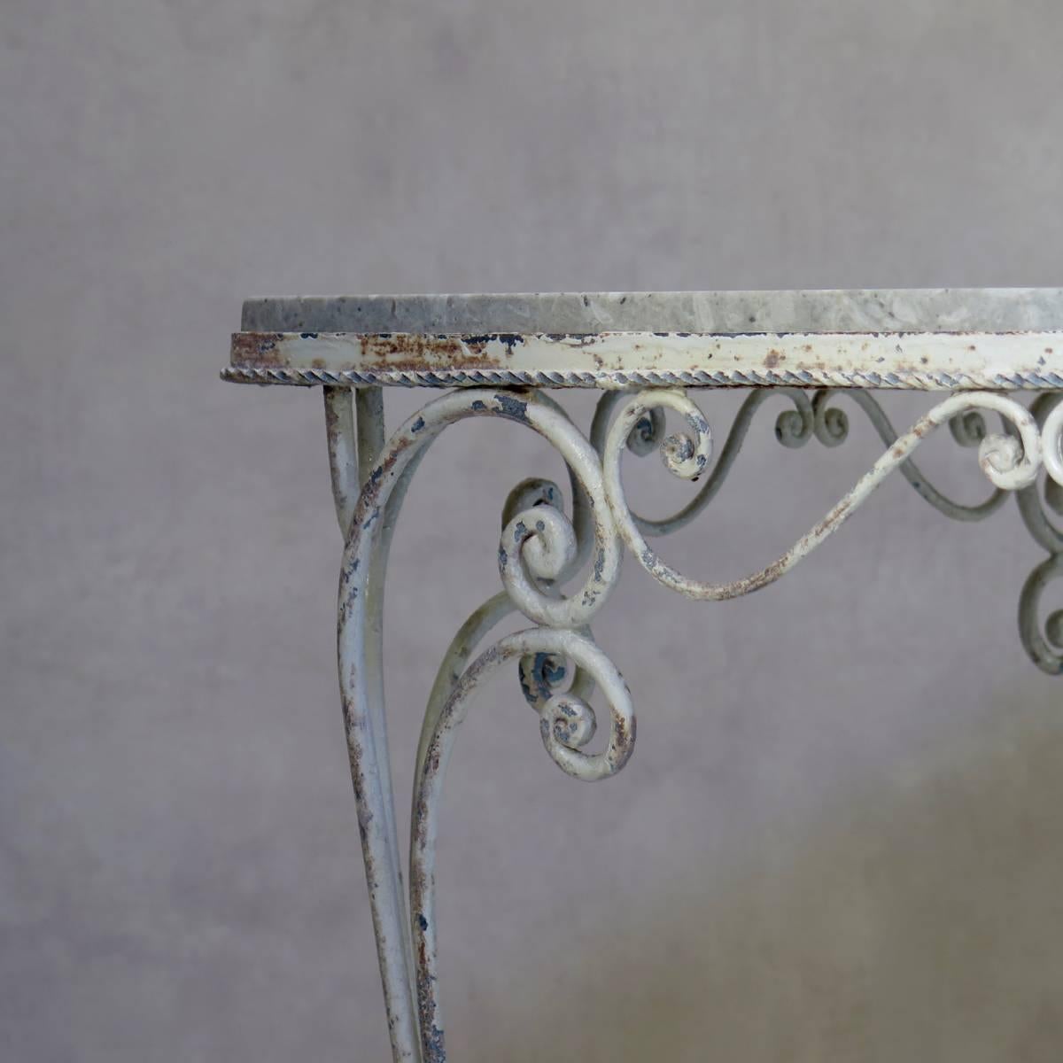 French Iron and Stone Top Dining Table, circa 1950s In Good Condition For Sale In Isle Sur La Sorgue, Vaucluse