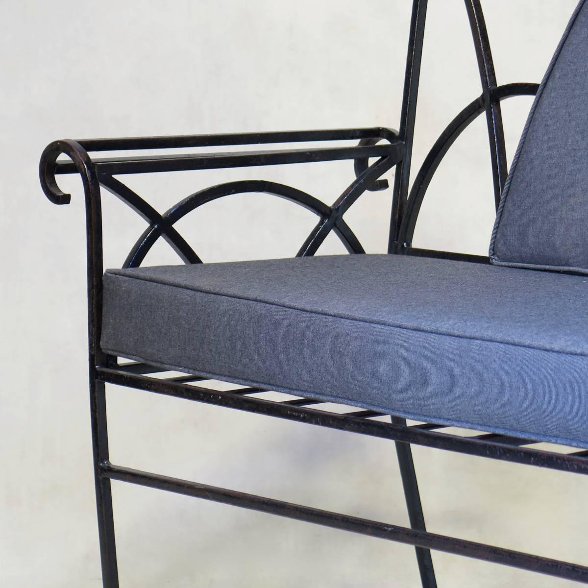 20th Century French Wrought Iron Settee, circa 1940s For Sale