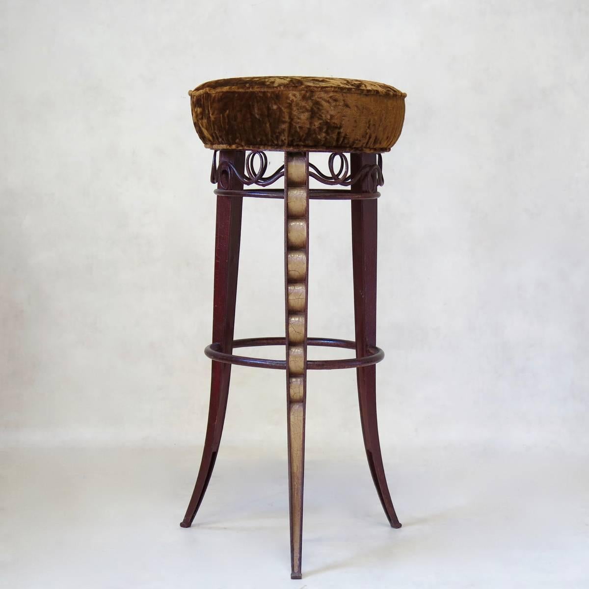 French Pair of Art Deco Stools Attributed to René Prou, France, circa 1940s For Sale