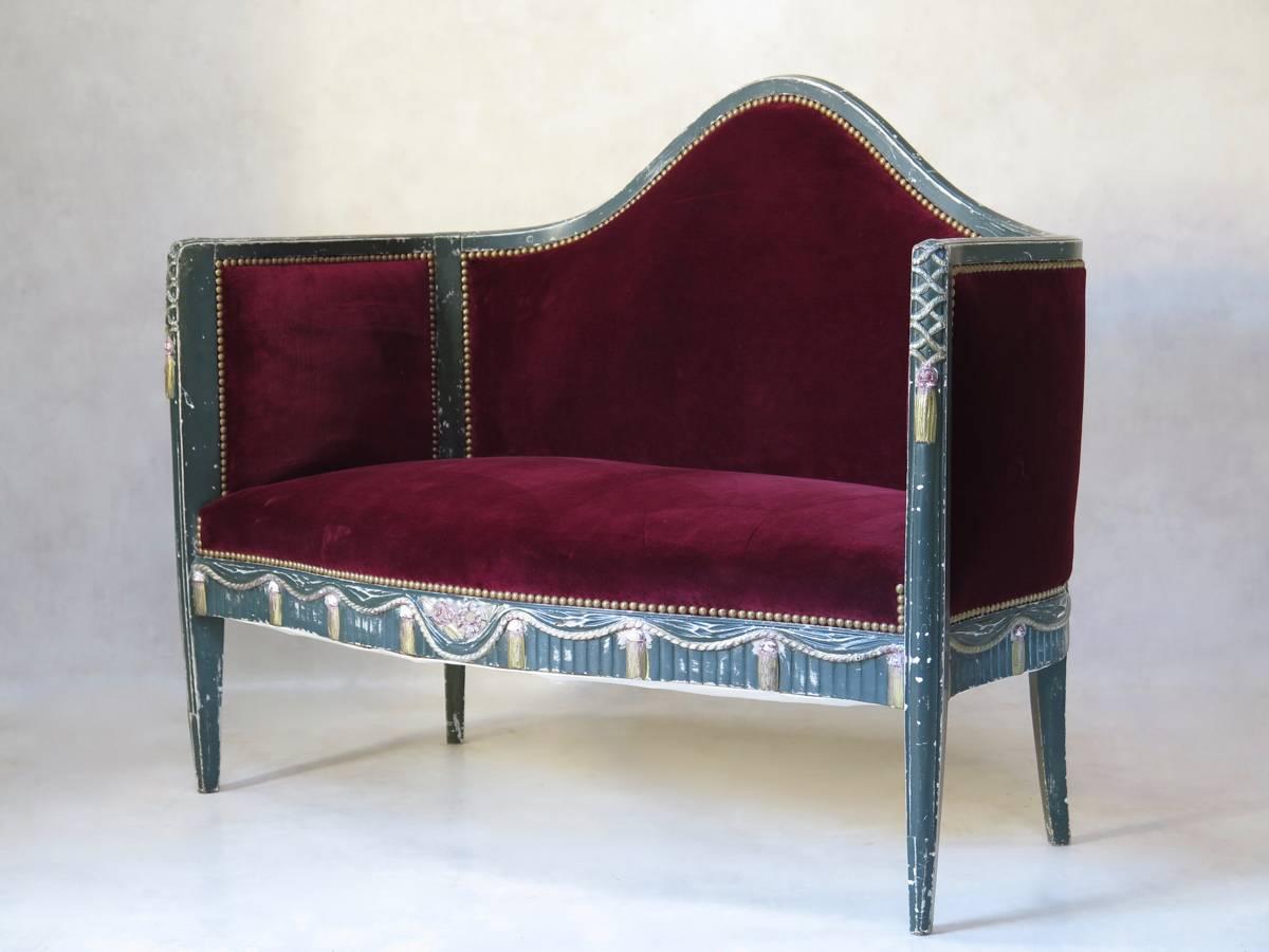 French Art Deco Settee, France, circa 1920s For Sale