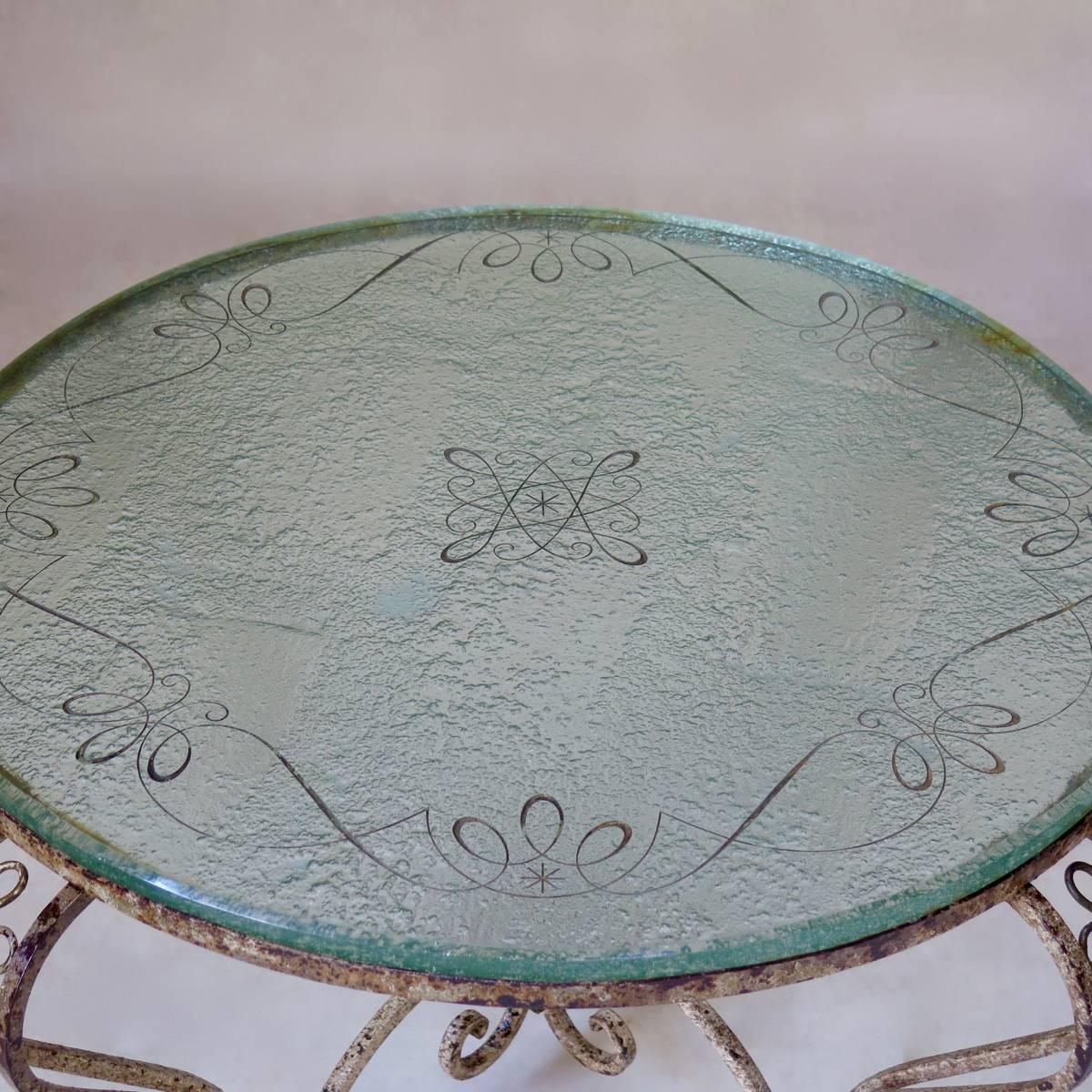 French 1940s Art Deco Coffee Table with St. Gobain Glass Top For Sale