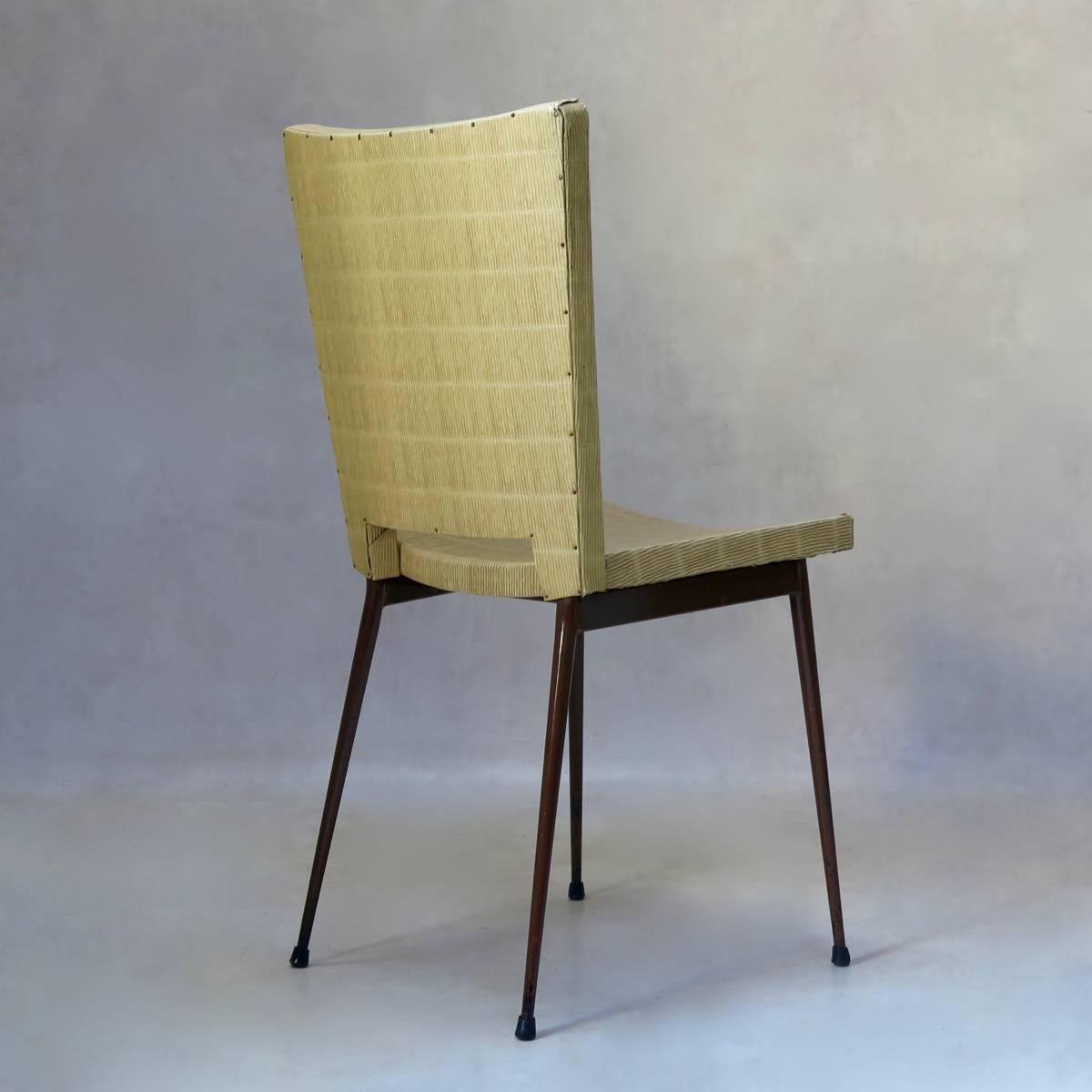 20ième siècle Ensemble de quatre chaises de salle à manger en faux jonc attribuées à Colette Gueden, France, années 1950 en vente