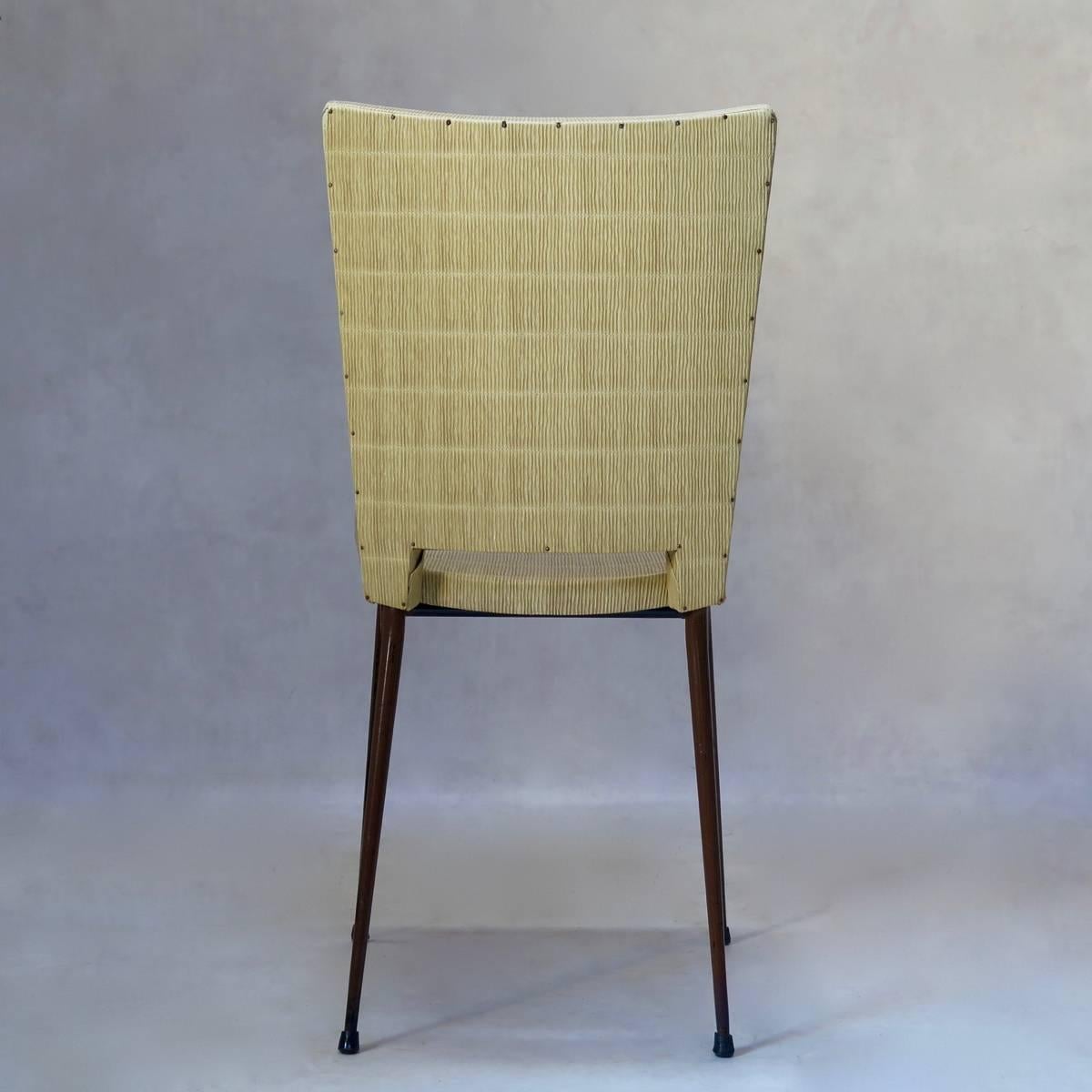 Lacquered Set of Four Faux-Rush Dining Chairs Attributed to Colette Gueden, France, 1950s For Sale