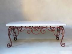 French 1950s Iron and Marble Coffee Table