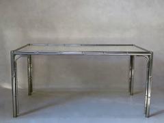 Faux-Bamboo Chrome and Mirror Dining Table, France, circa 1970s