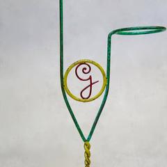 Pair of Monogrammed 1950s Folk Art Flower Pot Holders