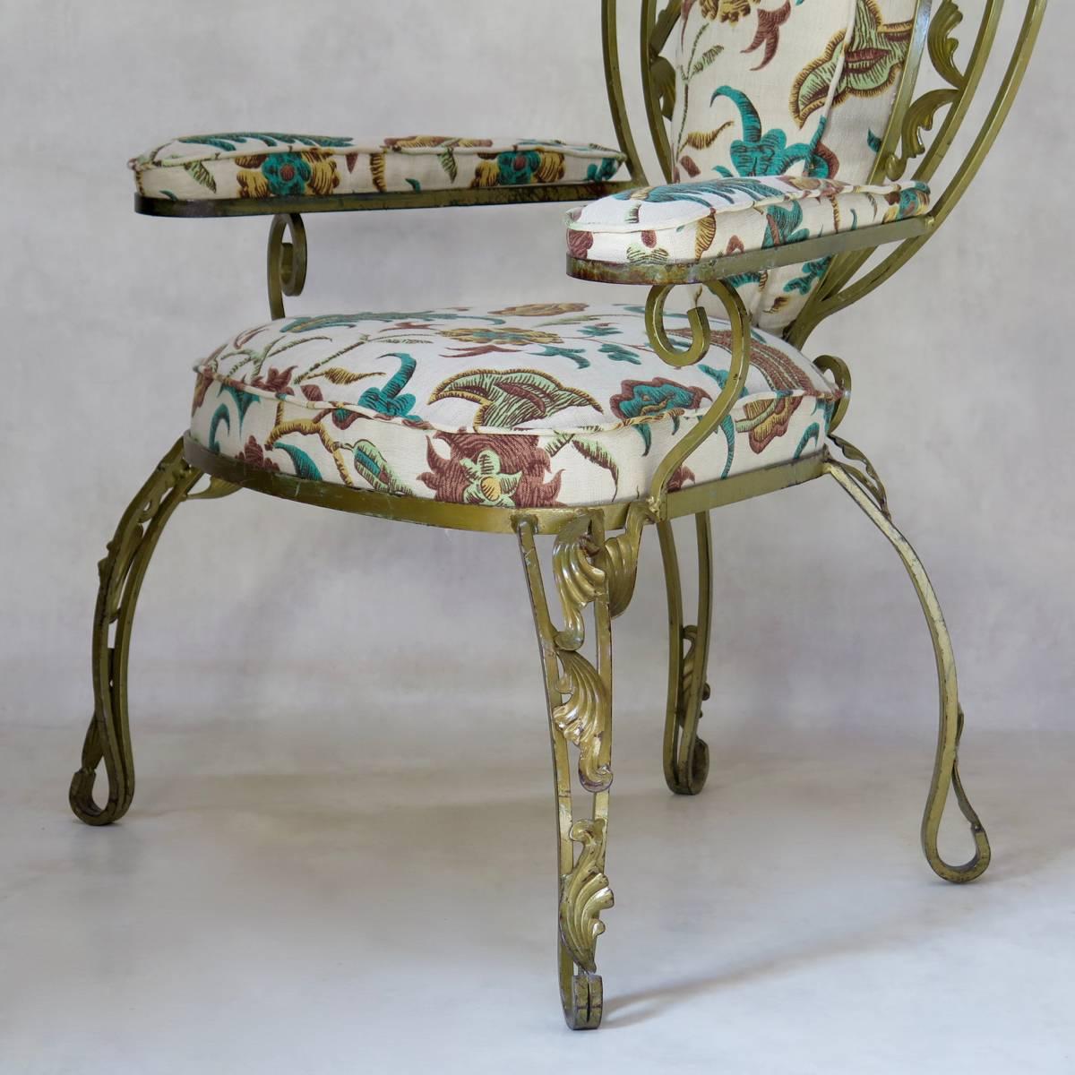 20th Century Baroque Italian 1950s Gilt Iron Throne Chair