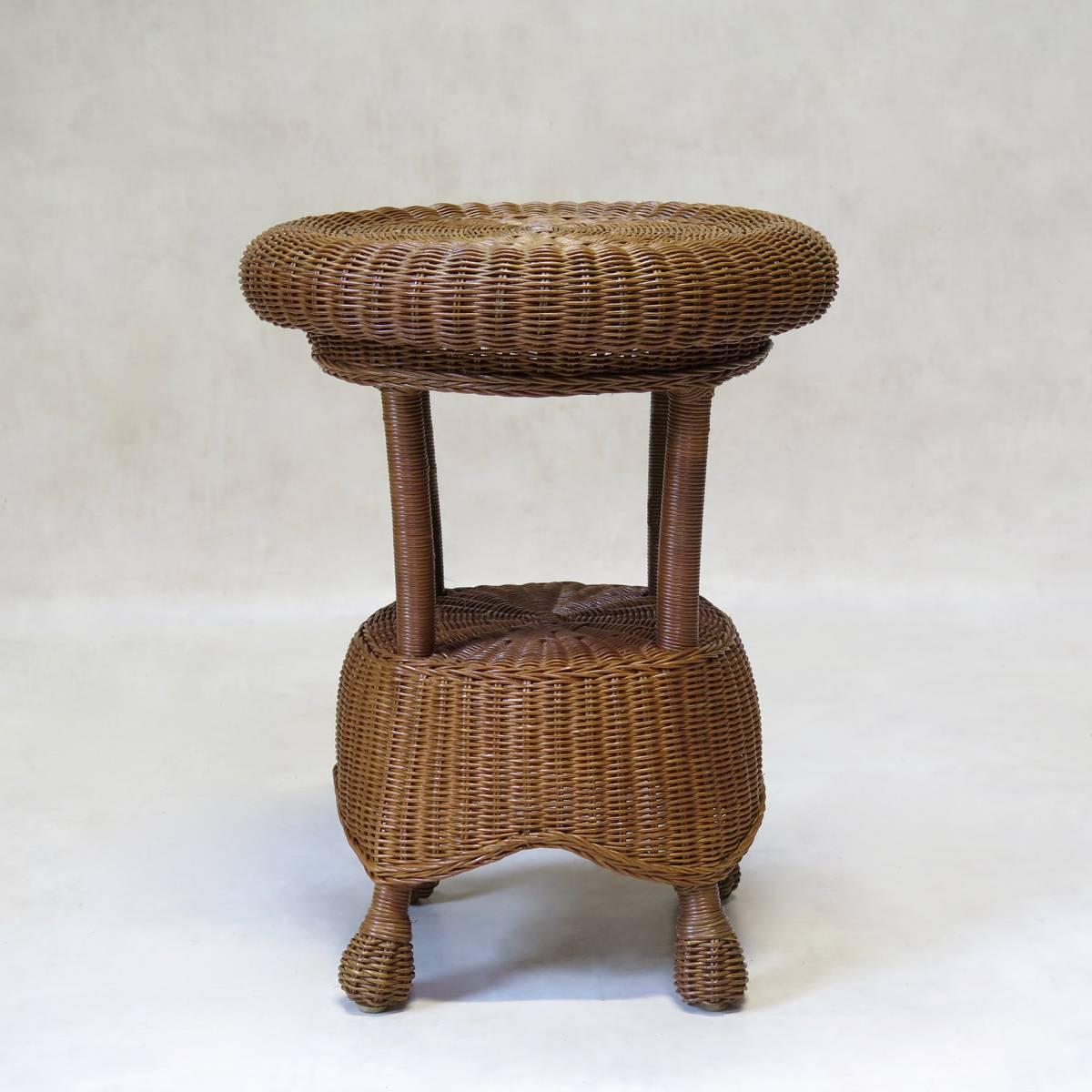 Wickerwork Set of Two Armchairs and  a Table, France, circa 1950s 1