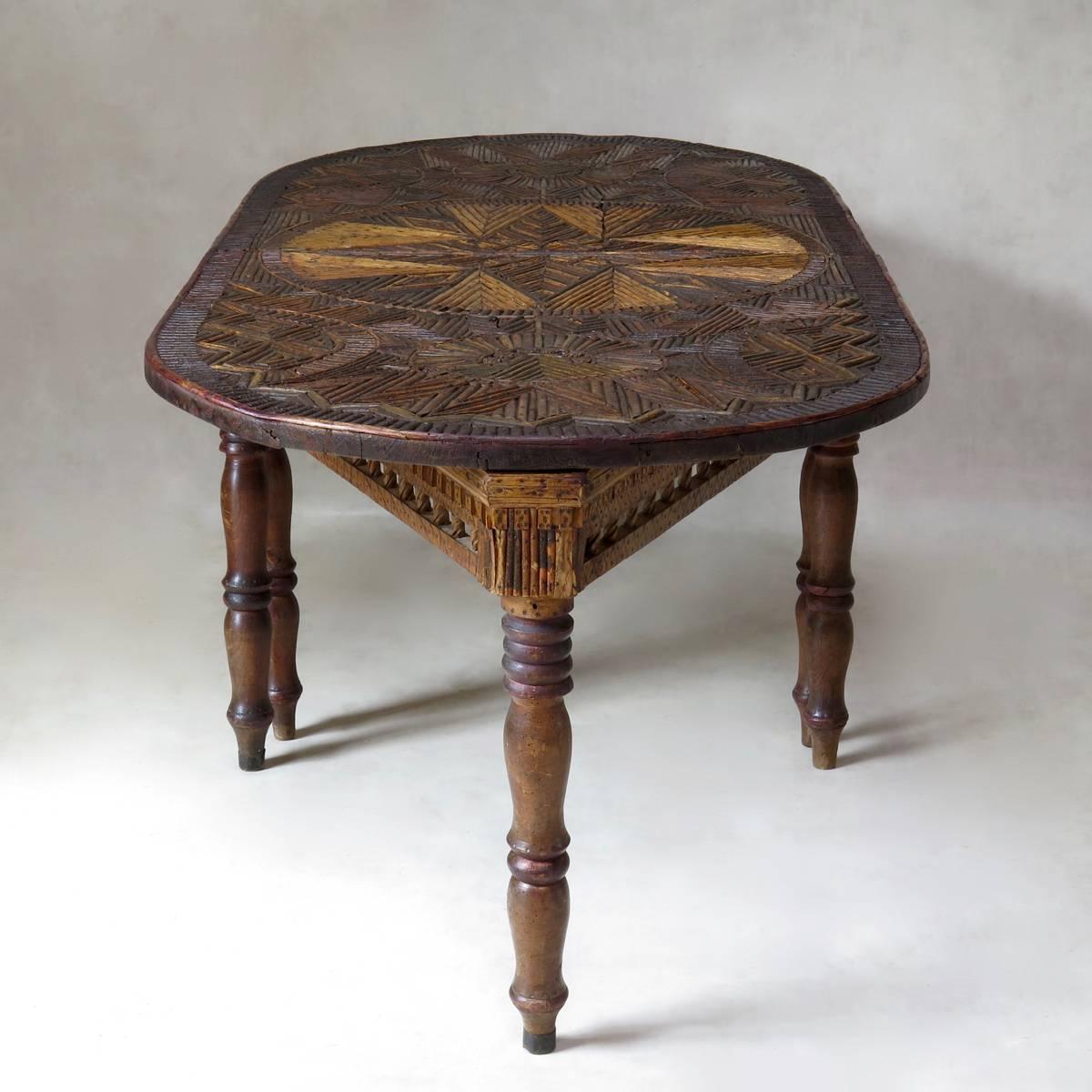 Rustic Oblong Twig-Top Table in Two Parts, France, 19th Century