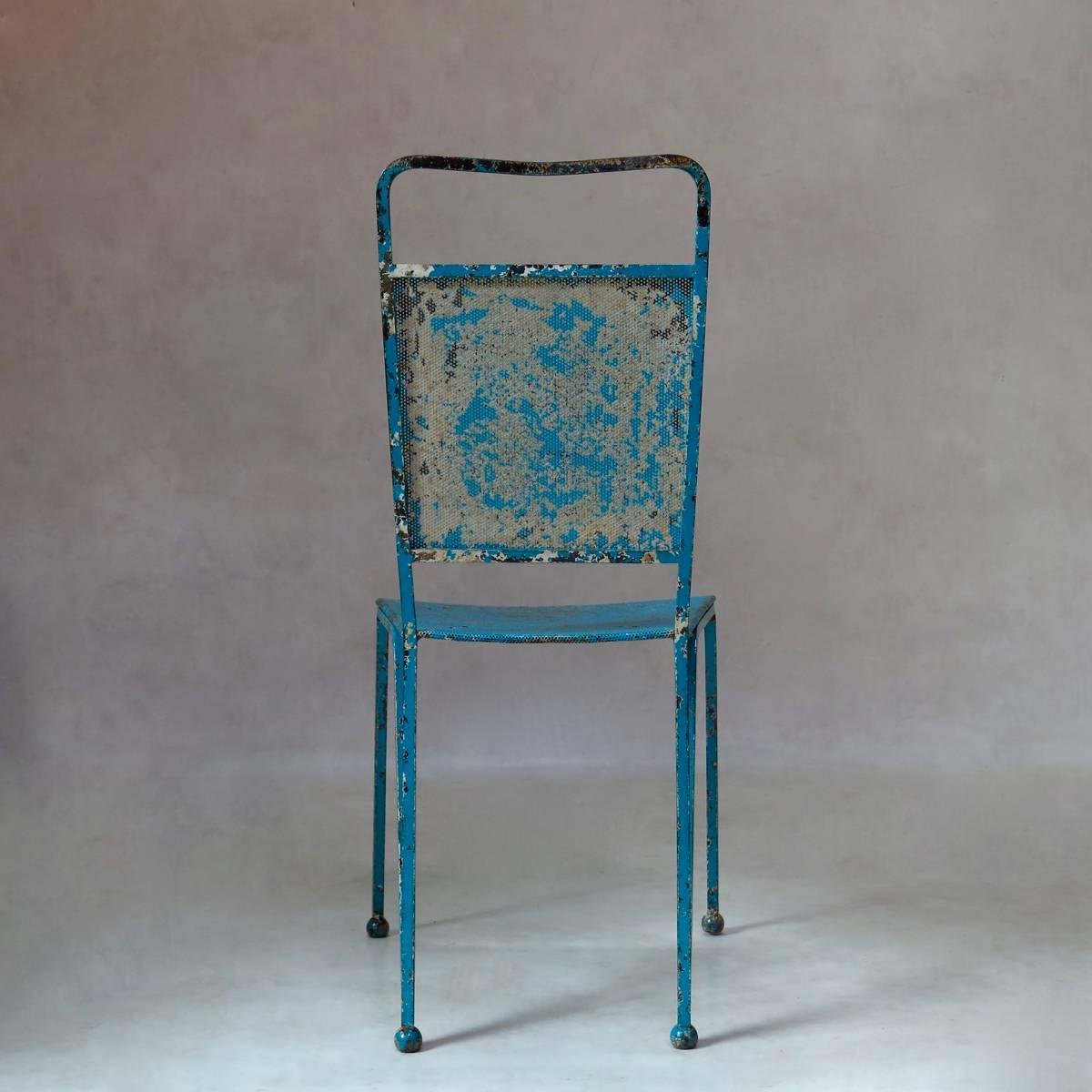 20th Century Set of 12 French Mid-Century Painted Iron Chairs in the Style of Matégot