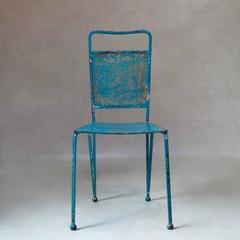 Set of 12 French Mid-Century Painted Iron Chairs in the Style of Matégot