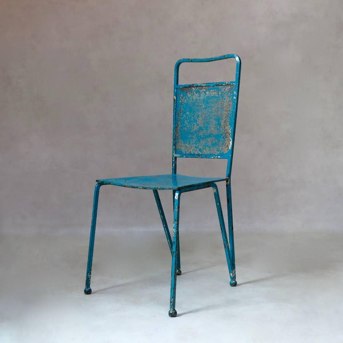 Mid-Century Modern Set of 12 French Mid-Century Painted Iron Chairs in the Style of Matégot