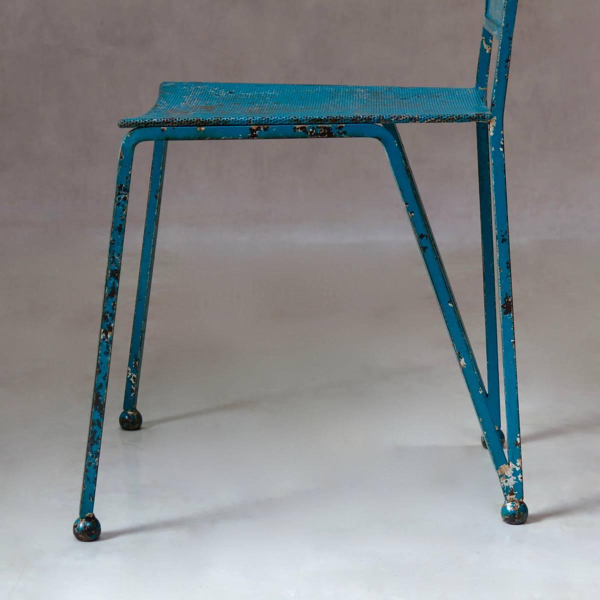 Set of 12 French Mid-Century Painted Iron Chairs in the Style of Matégot 3